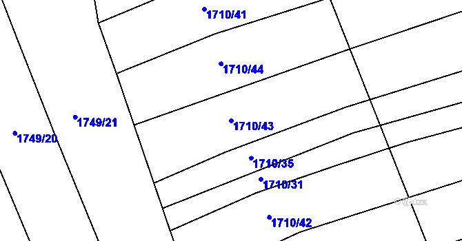 Parcela st. 1710/43 v KÚ Uhřice u Kyjova, Katastrální mapa