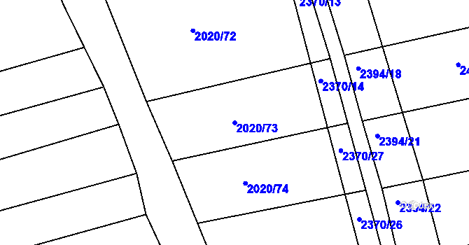Parcela st. 2020/73 v KÚ Uhřice u Kyjova, Katastrální mapa
