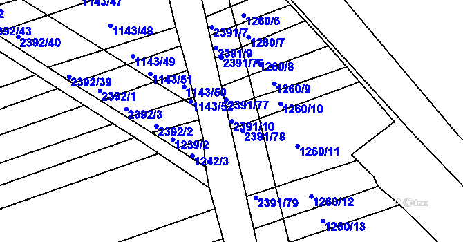 Parcela st. 2391/10 v KÚ Uhřice u Kyjova, Katastrální mapa