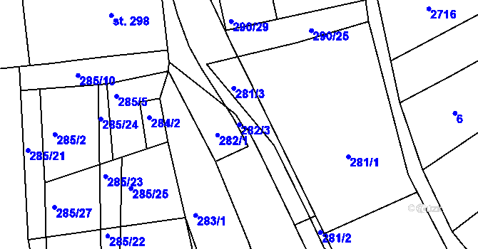 Parcela st. 282/3 v KÚ Uhřice u Kyjova, Katastrální mapa