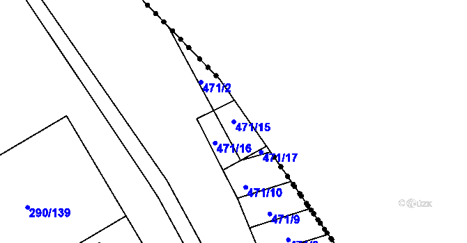 Parcela st. 471/15 v KÚ Uhřice u Kyjova, Katastrální mapa