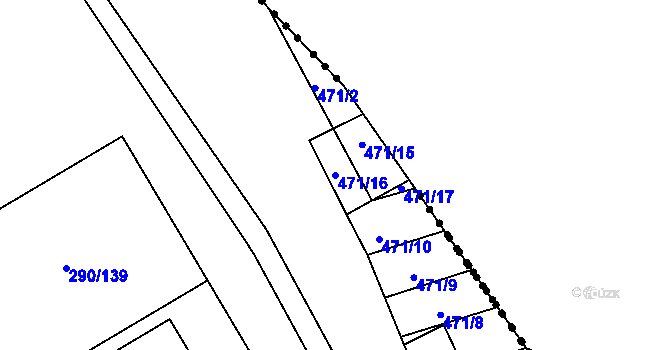 Parcela st. 471/16 v KÚ Uhřice u Kyjova, Katastrální mapa
