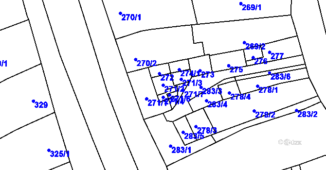 Parcela st. 271/2 v KÚ Uhřičice, Katastrální mapa