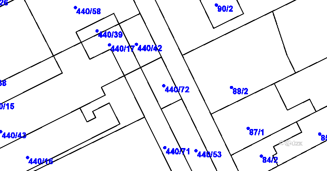 Parcela st. 440/72 v KÚ Uhřičice, Katastrální mapa