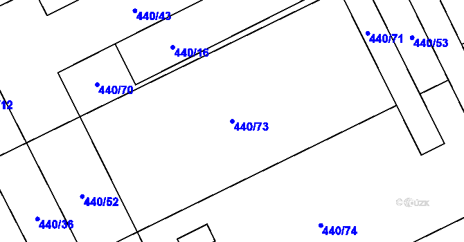 Parcela st. 440/73 v KÚ Uhřičice, Katastrální mapa