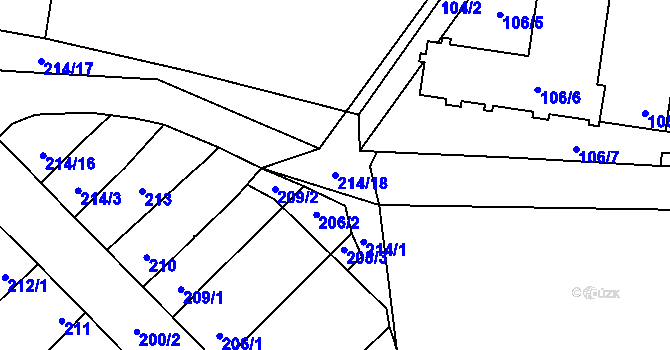 Parcela st. 214/18 v KÚ Uhřičice, Katastrální mapa