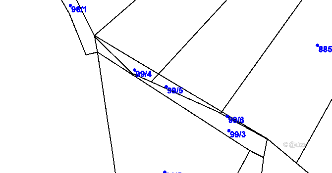 Parcela st. 99/5 v KÚ Uhřičice, Katastrální mapa