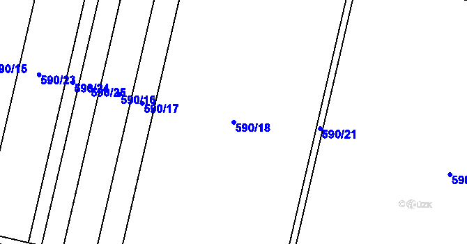 Parcela st. 590/18 v KÚ Uhřičice, Katastrální mapa