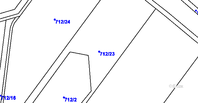 Parcela st. 712/23 v KÚ Uhřičice, Katastrální mapa