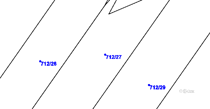 Parcela st. 712/27 v KÚ Uhřičice, Katastrální mapa