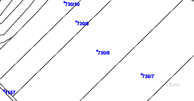 Parcela st. 730/8 v KÚ Uhřičice, Katastrální mapa