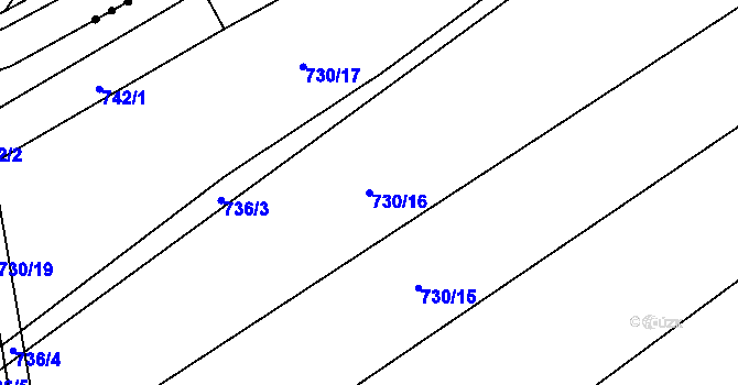 Parcela st. 730/16 v KÚ Uhřičice, Katastrální mapa