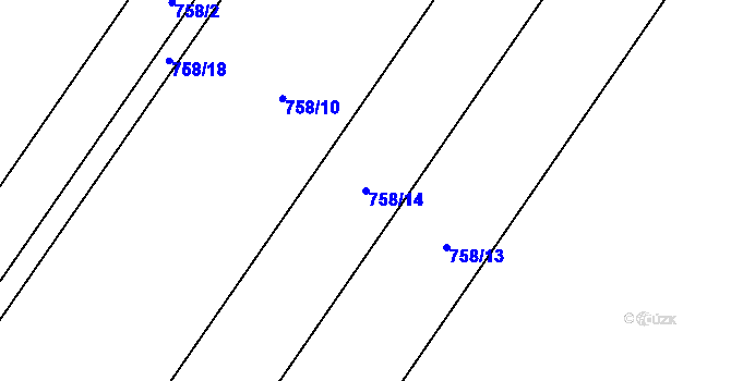 Parcela st. 758/14 v KÚ Uhřičice, Katastrální mapa