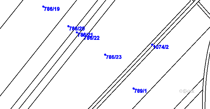 Parcela st. 786/23 v KÚ Uhřičice, Katastrální mapa