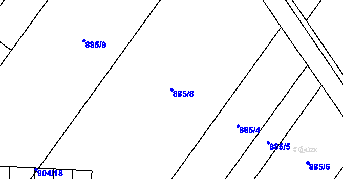 Parcela st. 885/8 v KÚ Uhřičice, Katastrální mapa