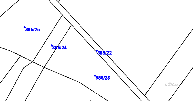 Parcela st. 885/22 v KÚ Uhřičice, Katastrální mapa