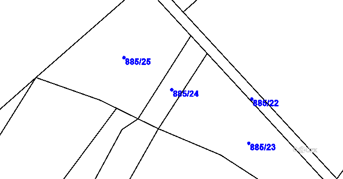 Parcela st. 885/24 v KÚ Uhřičice, Katastrální mapa
