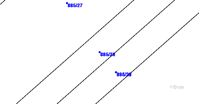 Parcela st. 885/28 v KÚ Uhřičice, Katastrální mapa