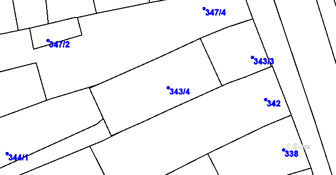 Parcela st. 343/4 v KÚ Uhřičice, Katastrální mapa