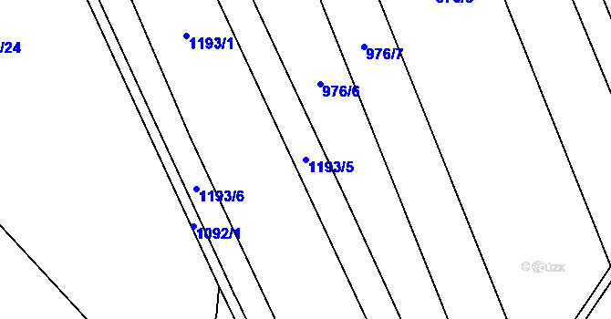 Parcela st. 1193/5 v KÚ Uhřičice, Katastrální mapa