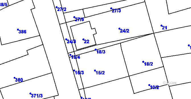 Parcela st. 18/3 v KÚ Uhřičice, Katastrální mapa