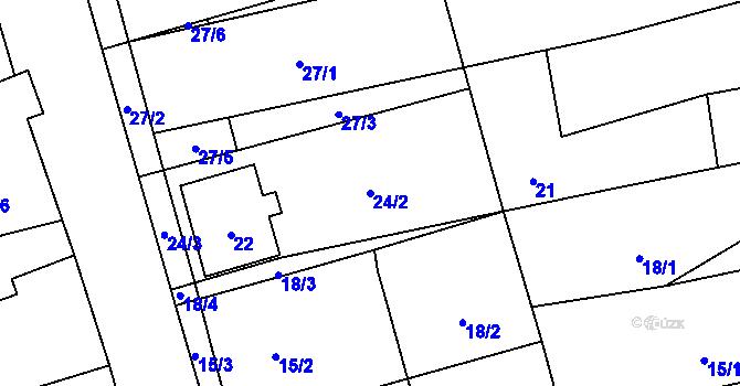 Parcela st. 24/2 v KÚ Uhřičice, Katastrální mapa