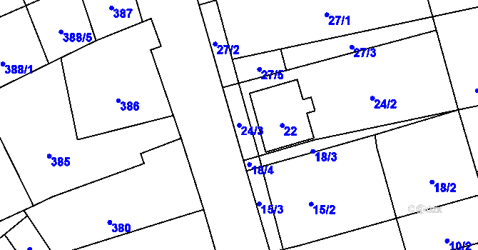 Parcela st. 24/3 v KÚ Uhřičice, Katastrální mapa