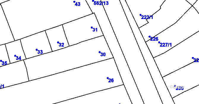 Parcela st. 30 v KÚ Uhřičice, Katastrální mapa