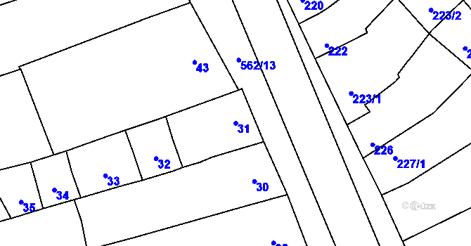 Parcela st. 31 v KÚ Uhřičice, Katastrální mapa