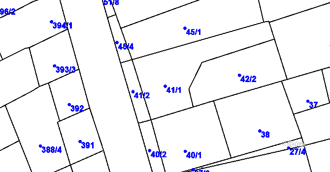 Parcela st. 41/1 v KÚ Uhřičice, Katastrální mapa