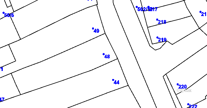 Parcela st. 48 v KÚ Uhřičice, Katastrální mapa