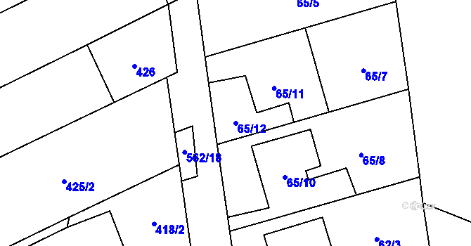 Parcela st. 65/12 v KÚ Uhřičice, Katastrální mapa