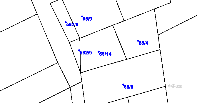 Parcela st. 65/14 v KÚ Uhřičice, Katastrální mapa