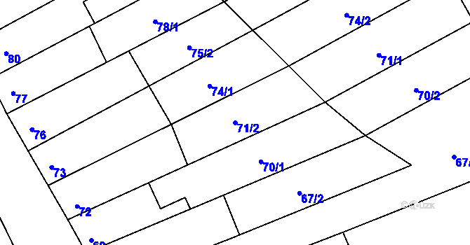 Parcela st. 71/2 v KÚ Uhřičice, Katastrální mapa