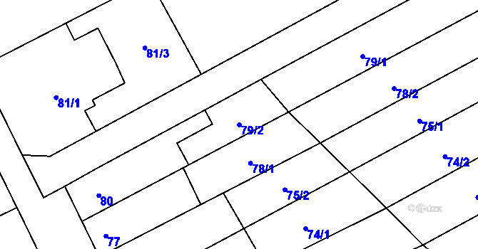 Parcela st. 79/2 v KÚ Uhřičice, Katastrální mapa