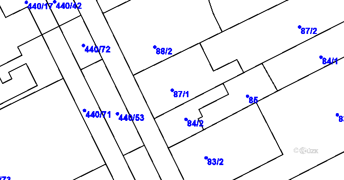 Parcela st. 87/1 v KÚ Uhřičice, Katastrální mapa