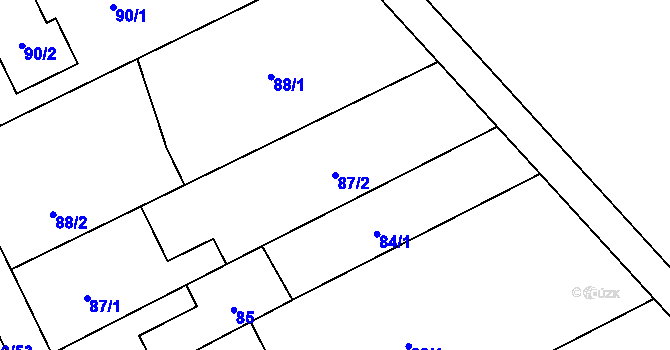 Parcela st. 87/2 v KÚ Uhřičice, Katastrální mapa