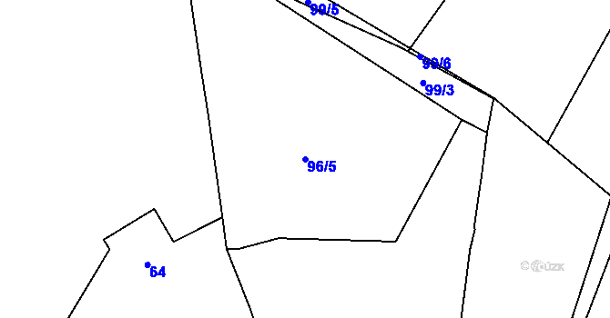 Parcela st. 96/5 v KÚ Uhřičice, Katastrální mapa