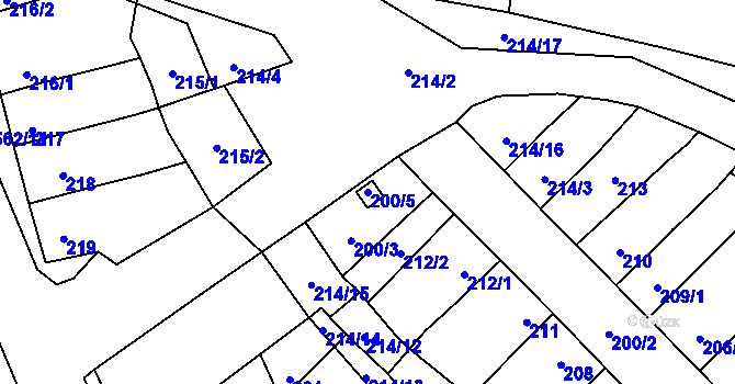 Parcela st. 200/5 v KÚ Uhřičice, Katastrální mapa