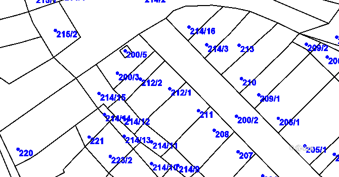 Parcela st. 212/1 v KÚ Uhřičice, Katastrální mapa