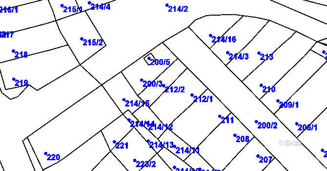 Parcela st. 212/2 v KÚ Uhřičice, Katastrální mapa