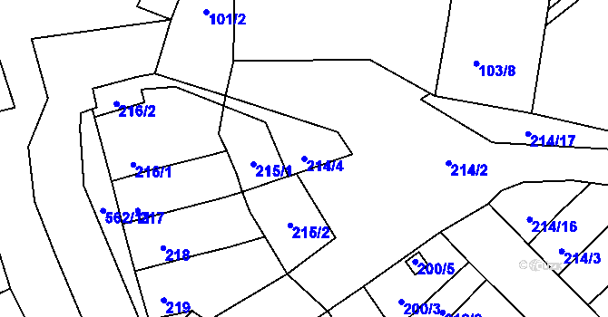 Parcela st. 214/4 v KÚ Uhřičice, Katastrální mapa