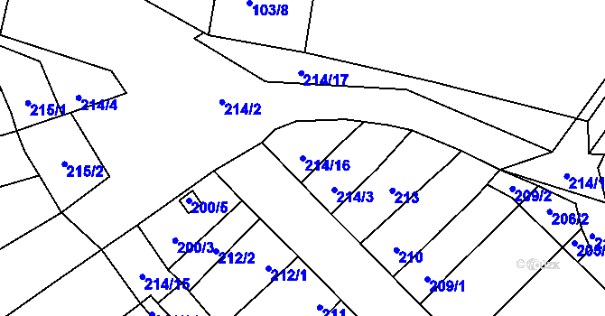 Parcela st. 214/16 v KÚ Uhřičice, Katastrální mapa