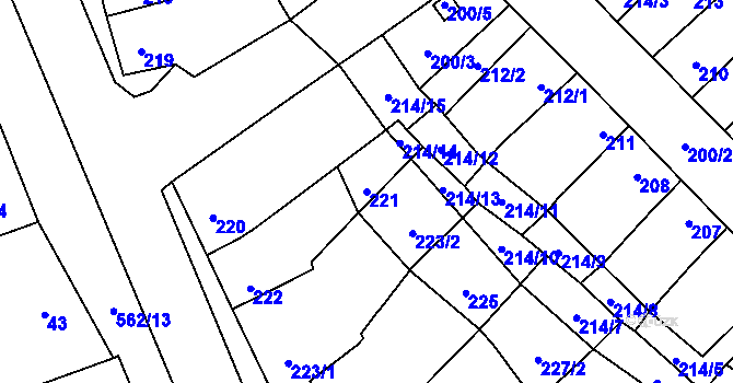 Parcela st. 221 v KÚ Uhřičice, Katastrální mapa