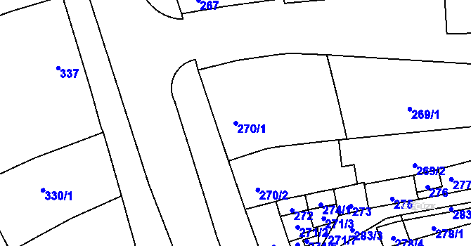 Parcela st. 270/1 v KÚ Uhřičice, Katastrální mapa