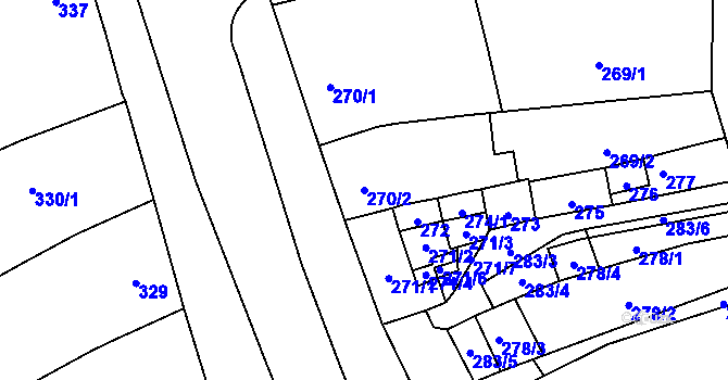 Parcela st. 270/2 v KÚ Uhřičice, Katastrální mapa