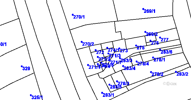 Parcela st. 272 v KÚ Uhřičice, Katastrální mapa