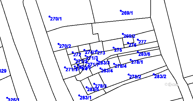 Parcela st. 273 v KÚ Uhřičice, Katastrální mapa