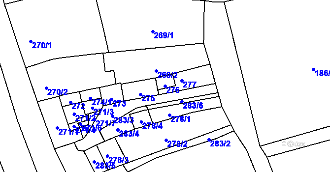 Parcela st. 276 v KÚ Uhřičice, Katastrální mapa