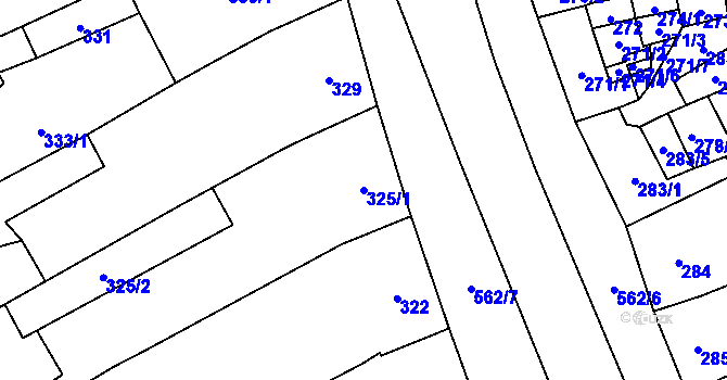 Parcela st. 325/1 v KÚ Uhřičice, Katastrální mapa